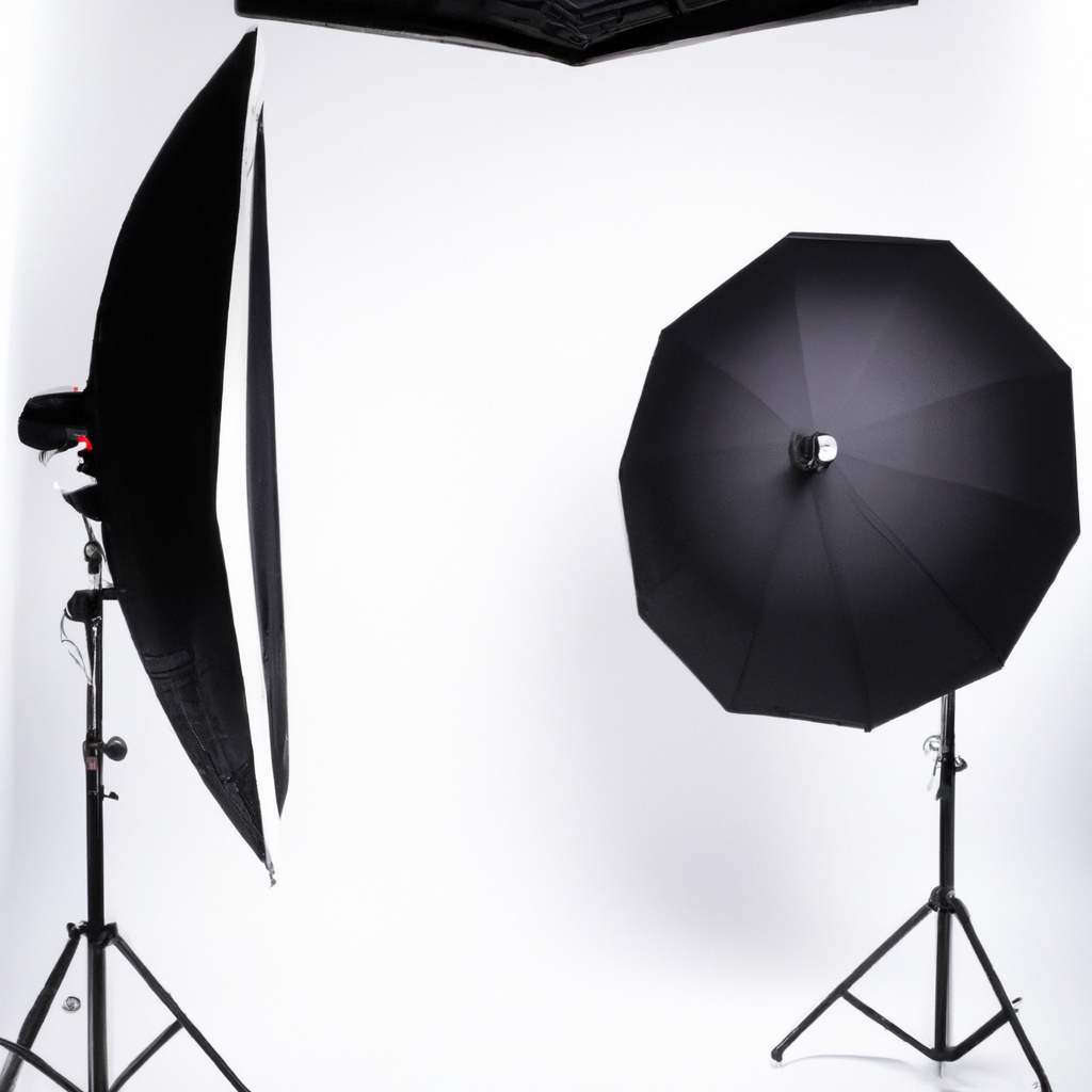 AI 생성 이미지: 스튜디오 라이트 셋업, 사이클로라마와 C-스탠드